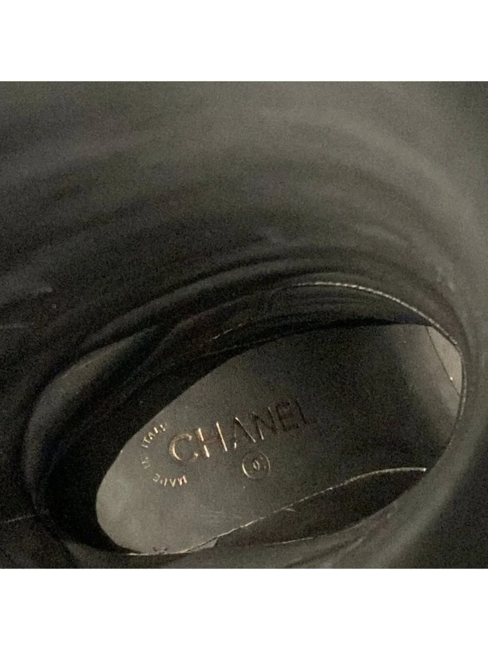 Chanel Long Boots 37.5 C Black CC Logo Leather